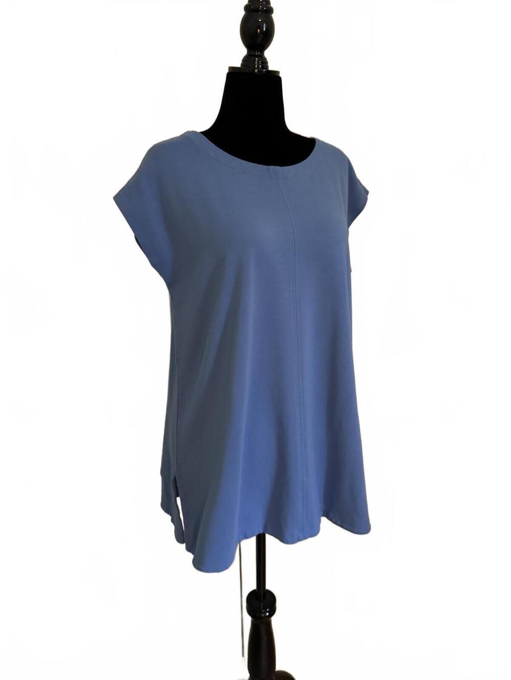 J. Jill Wearever Collection Blue Short Sleeve Tunic Top Large